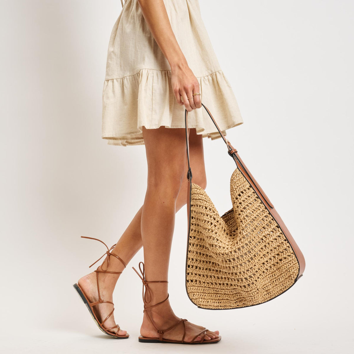 Woman wearing Tan Natural Moda Luxe Savannah Hobo 842017138143 View 1 | Tan Natural