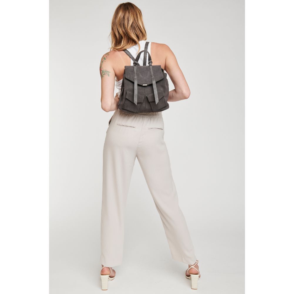 Woman wearing Gunmetal Moda Luxe Charlie Backpack 842017127062 View 2 | Gunmetal