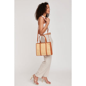 Woman wearing Tan Moda Luxe Rosie Tote 842017124122 View 4 | Tan