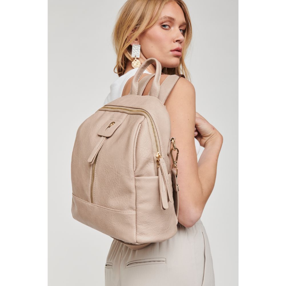 Woman wearing Natural Moda Luxe Bowie Backpack 842017127550 View 2 | Natural