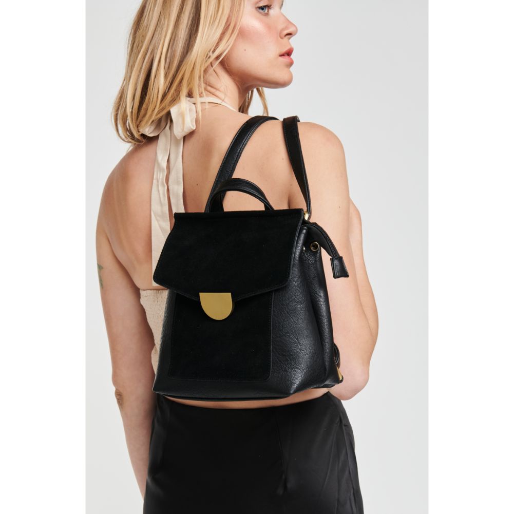 Woman wearing Black Moda Luxe Claudette Backpack 842017127420 View 2 | Black