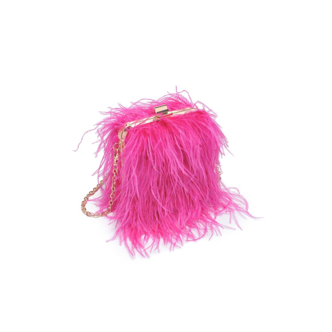 Product Image of Moda Luxe Feathered Flair Evening Bag 842017138822 View 5 | Hot Pink