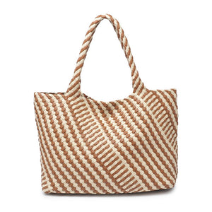 Product Image of Moda Luxe Solana - Mixed Material Tote 842017135784 View 7 | Chocolate Ivory