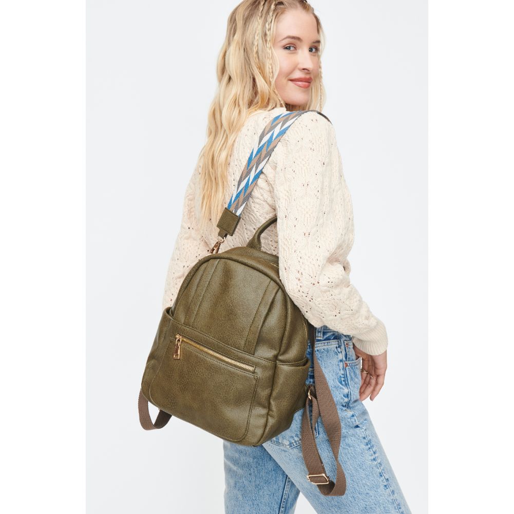 Woman wearing Olive Moda Luxe Scarlett Backpack 842017130154 View 3 | Olive