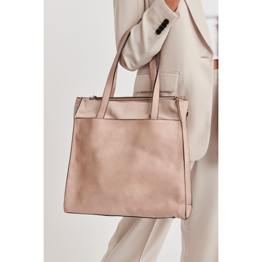 Woman wearing Natural Moda Luxe Lilian Tote 842017120636 View 1 | Natural