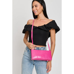 Woman wearing Fuchsia Moda Luxe Mandy Crossbody 842017133315 View 4 | Fuchsia