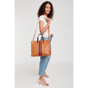 Woman wearing Tan Moda Luxe Julian Tote 842017117070 View 4 | Tan