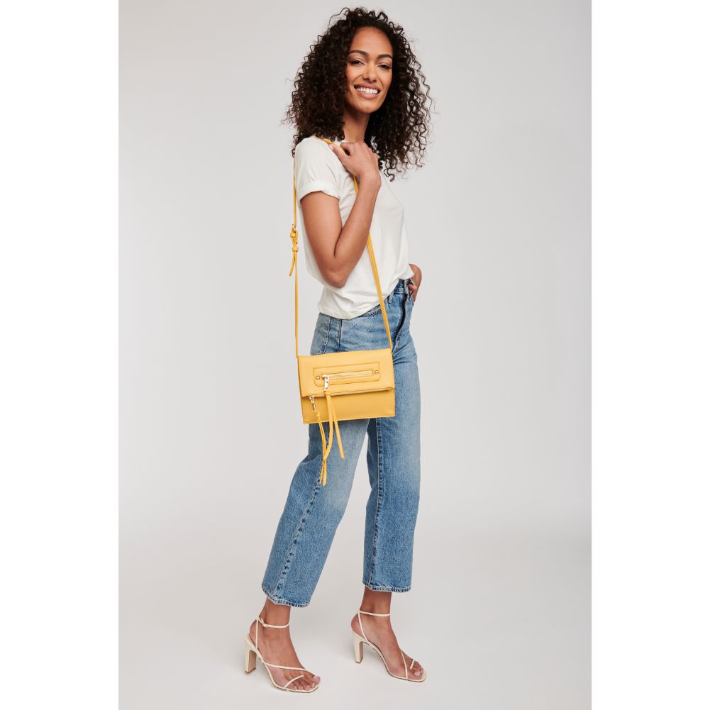 Woman wearing Yellow Moda Luxe Ellie Crossbody 842017113256 View 4 | Yellow