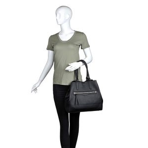 Woman wearing Black Moda Luxe Camden Tote 842017116721 View 1 | Black