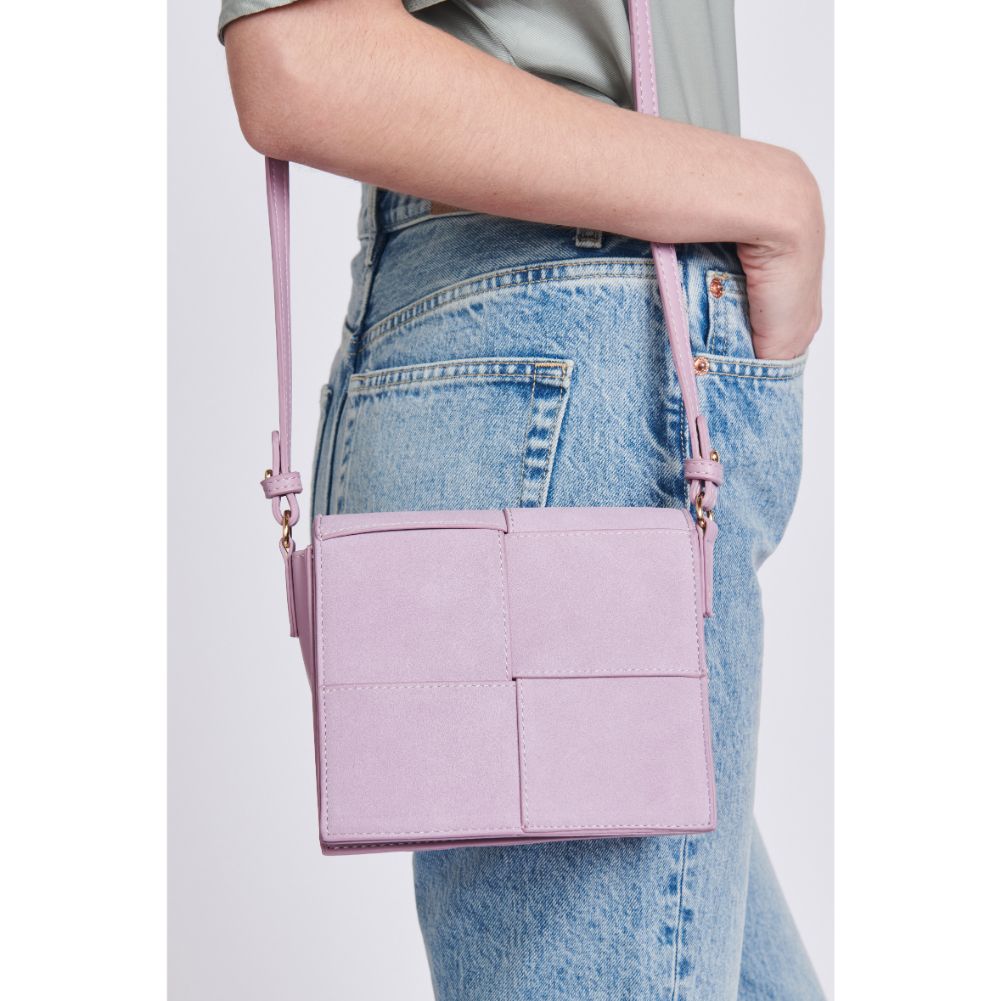 Woman wearing Lilac Moda Luxe Lena Crossbody 842017129462 View 1 | Lilac