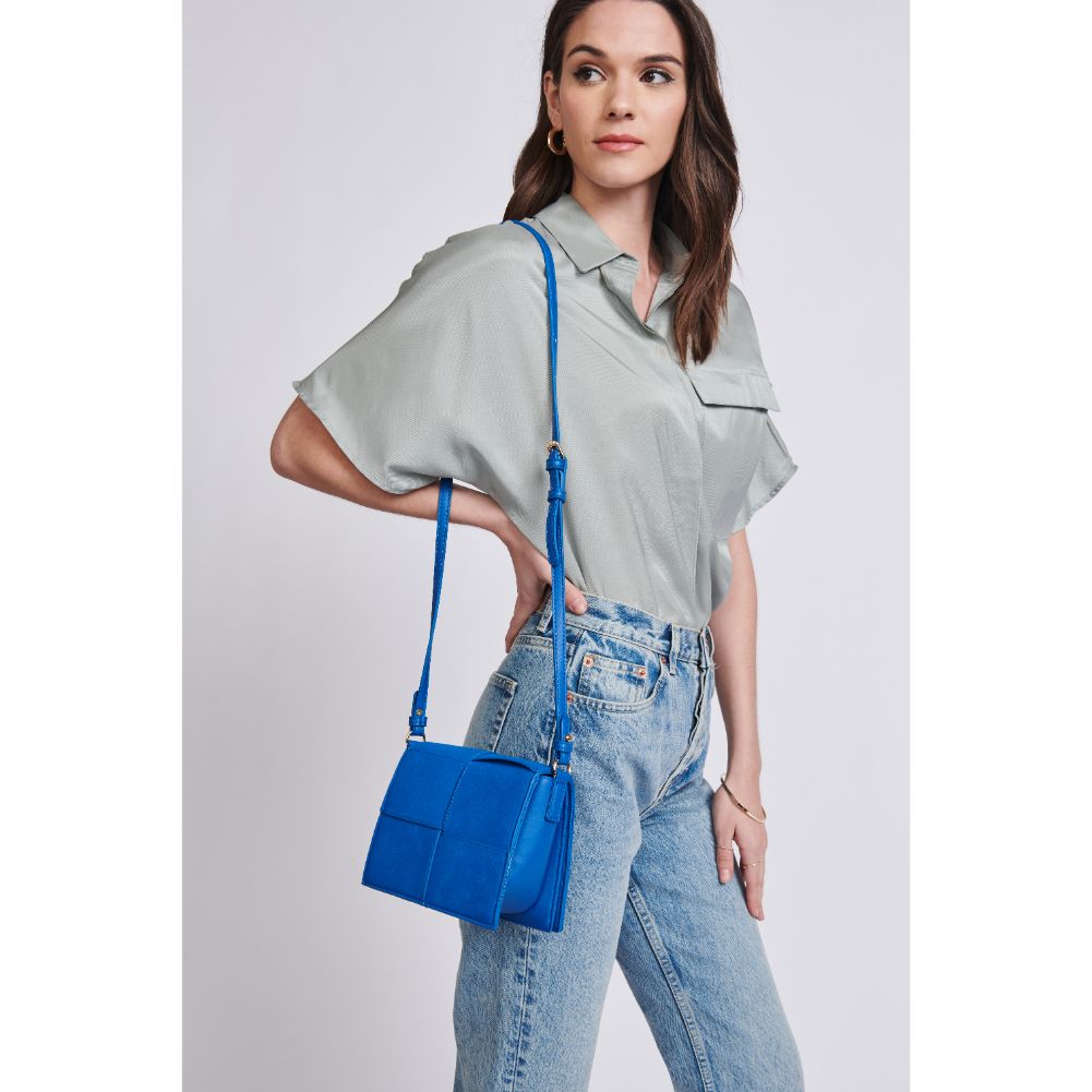 Woman wearing Electric Blue Moda Luxe Lena Crossbody 842017129479 View 1 | Electric Blue