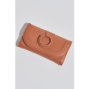 Woman wearing Cognac Moda Luxe Demi Wallet 842017131724 View 1 | Cognac