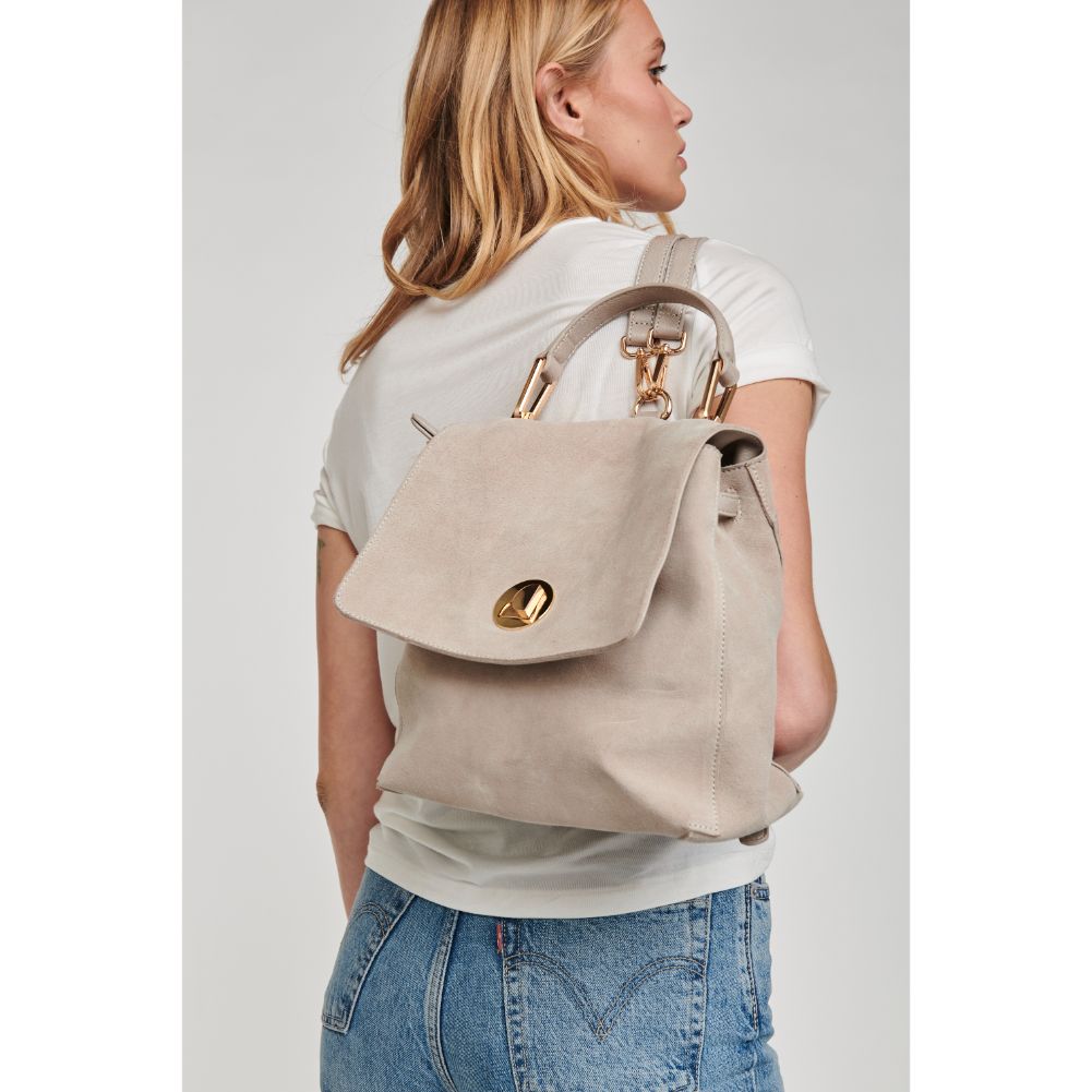 Woman wearing Dove Grey Moda Luxe Antoinette Backpack 842017112365 View 2 | Dove Grey