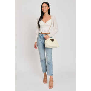 Woman wearing Natural Moda Luxe Kelsi Crossbody 840611112712 View 4 | Natural