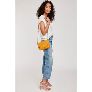 Woman wearing Mustard Moda Luxe Hallie Crossbody 842017120520 View 3 | Mustard