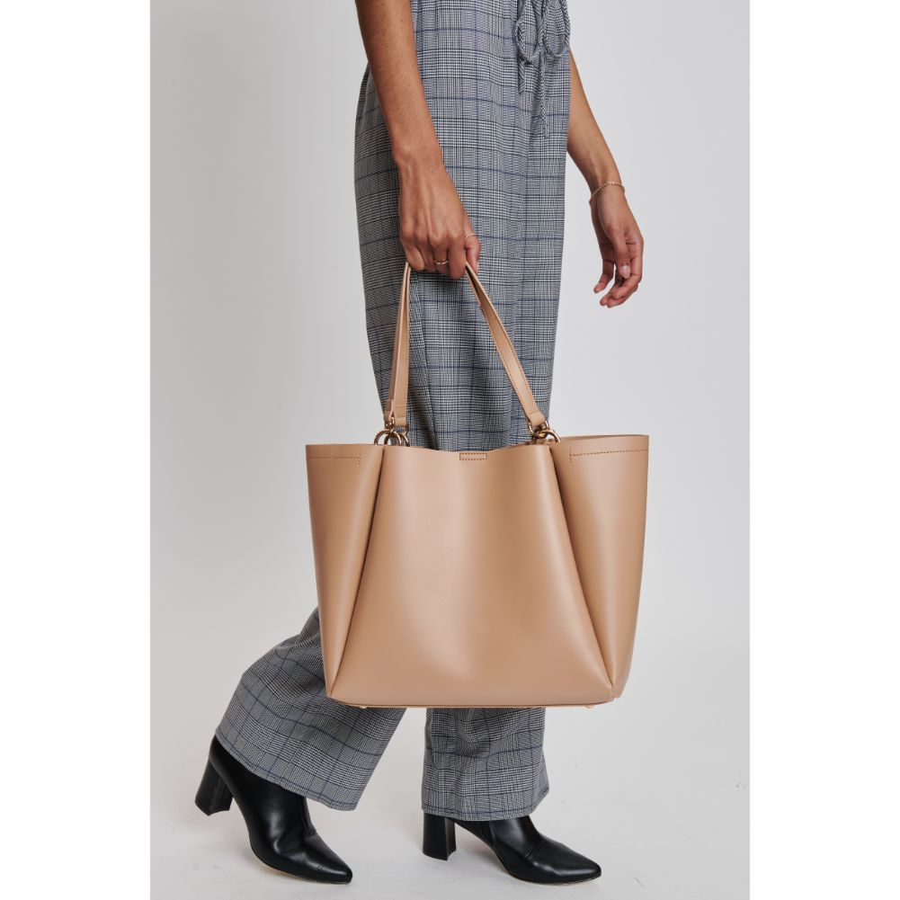 Woman wearing Natural Moda Luxe Brooklyn Tote 842017132721 View 2 | Natural