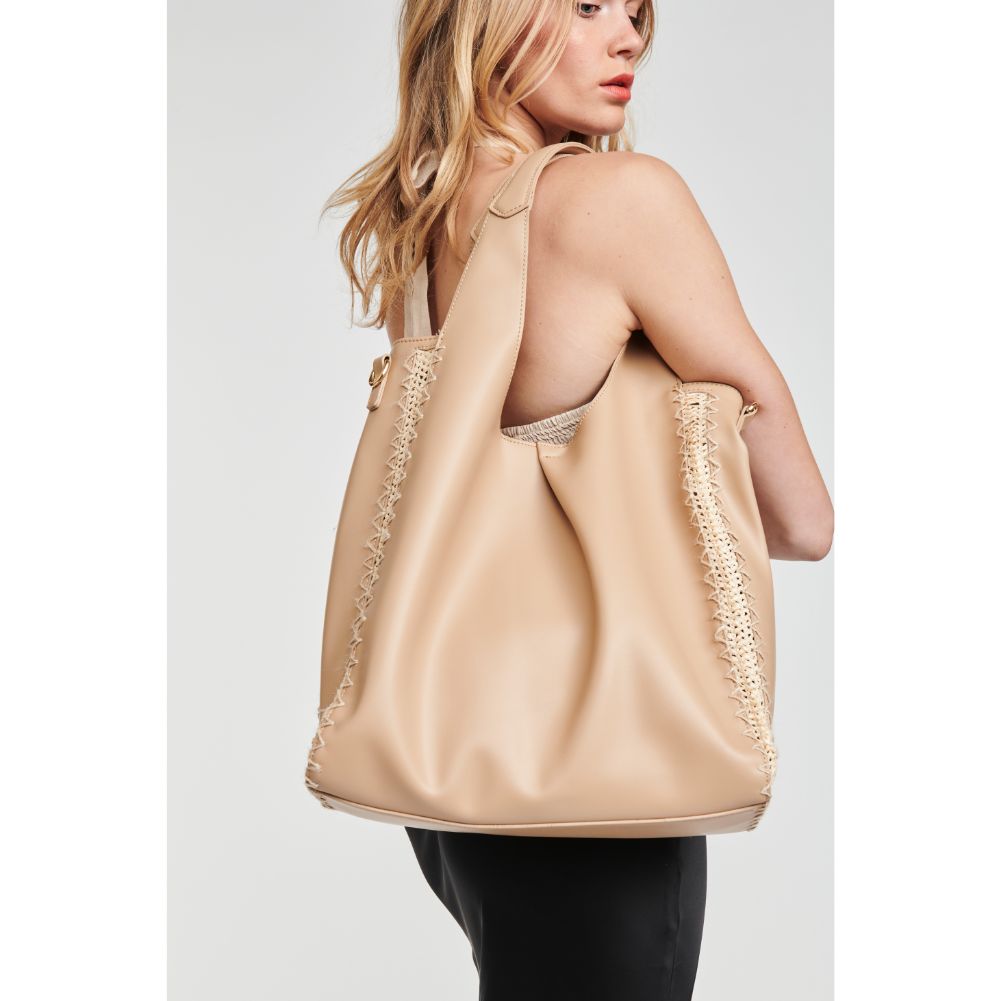 Woman wearing Natural Moda Luxe Havana Hobo 842017123712 View 1 | Natural