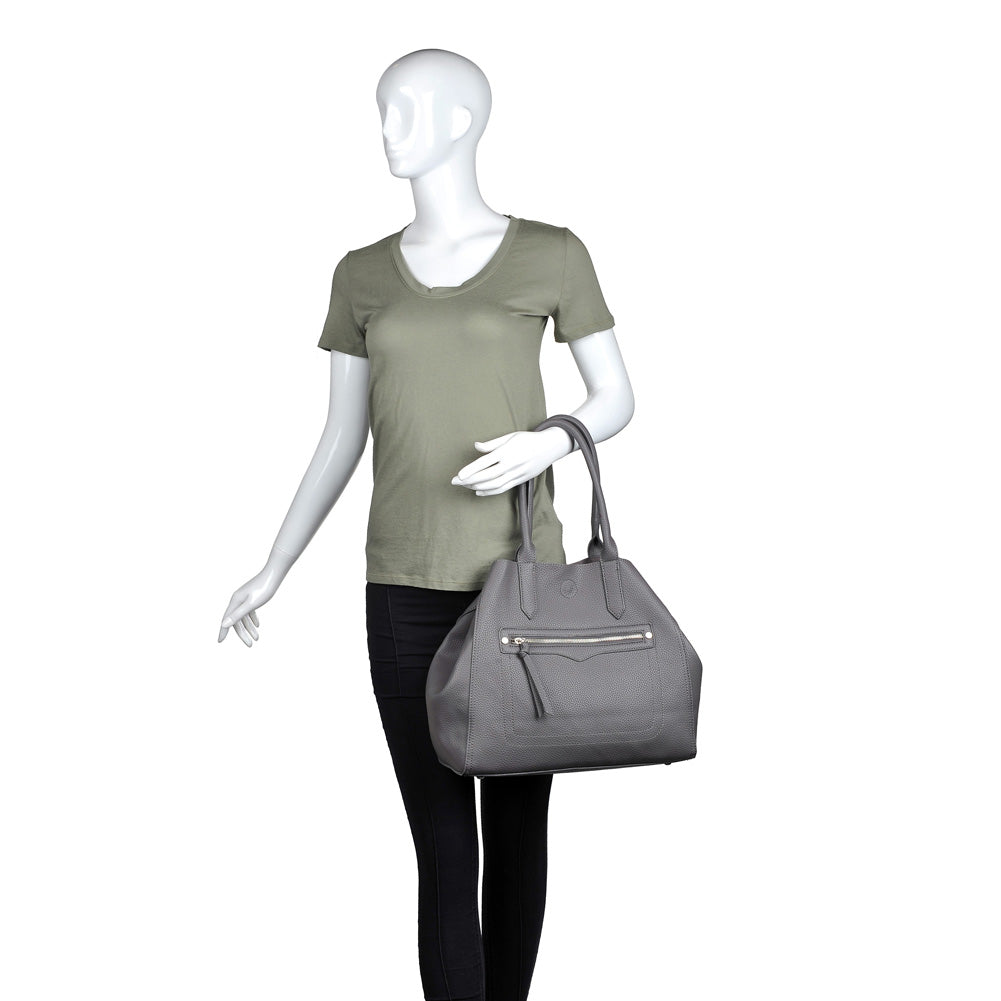 Woman wearing Grey Moda Luxe Camden Tote 842017116752 View 1 | Grey