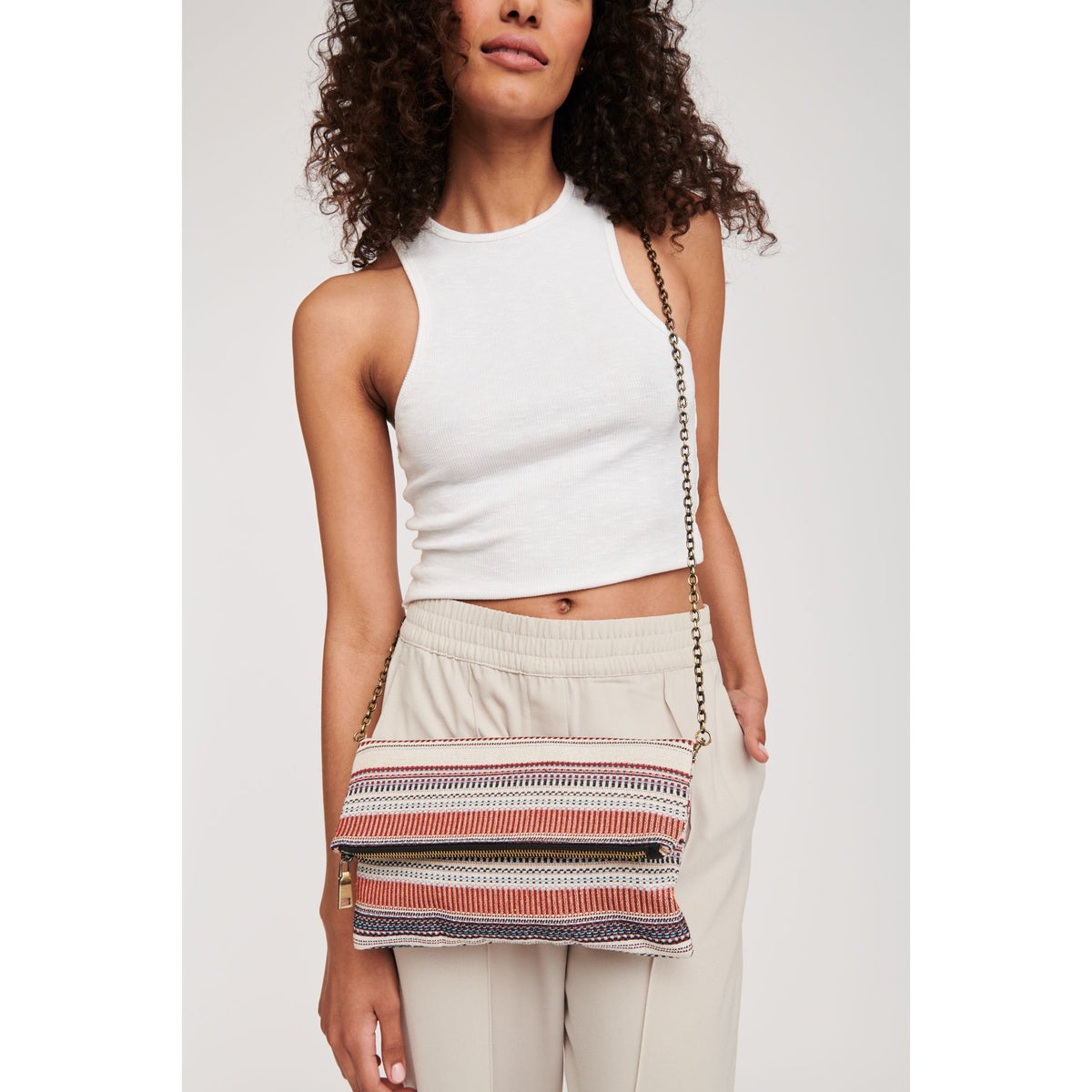 Woman wearing Beige Multi Moda Luxe Marrakesh Clutch 842017125594 View 1 | Beige Multi