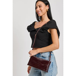 Woman wearing Merlot Moda Luxe Mandy Crossbody 842017133285 View 4 | Merlot