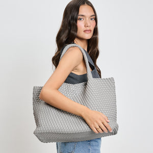 Woman wearing Grey Moda Luxe Solana Tote 842017135753 View 3 | Grey