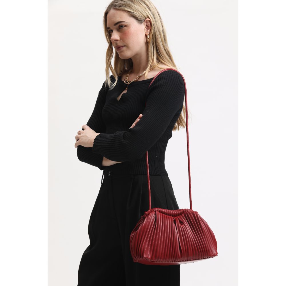 Woman wearing Red Moda Luxe Metzi Crossbody 842017134206 View 3 | Red