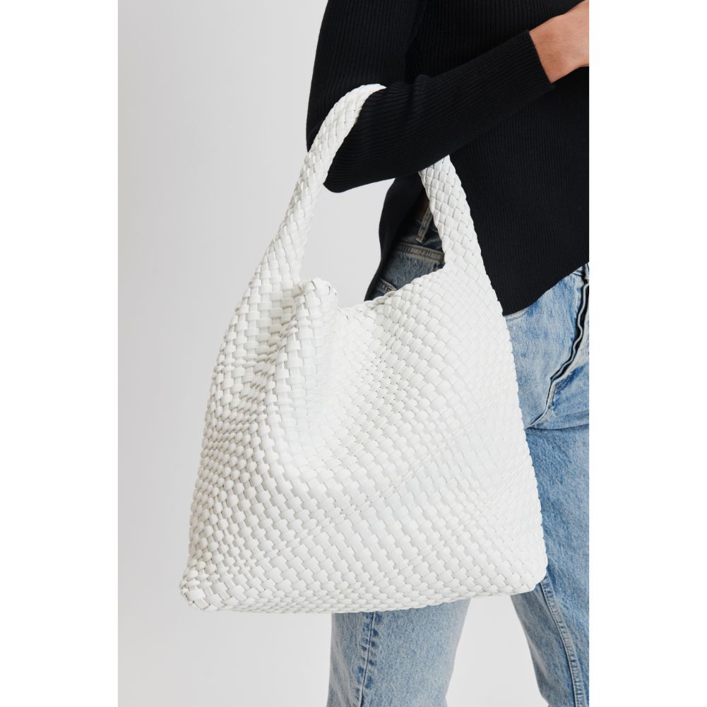 Woman wearing White Moda Luxe Ellery Hobo 842017132103 View 1 | White