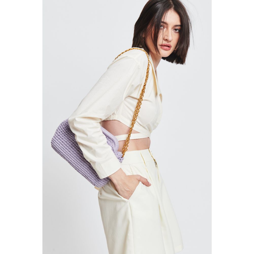 Woman wearing Lilac Moda Luxe Christabel Crossbody 842017131090 View 2 | Lilac