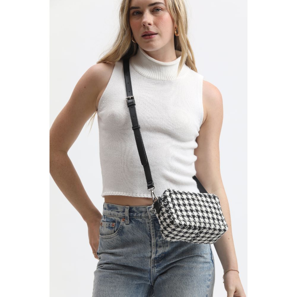 Woman wearing Black Moda Luxe Keekee - Houndstooth Crossbody 842017133025 View 4 | Black