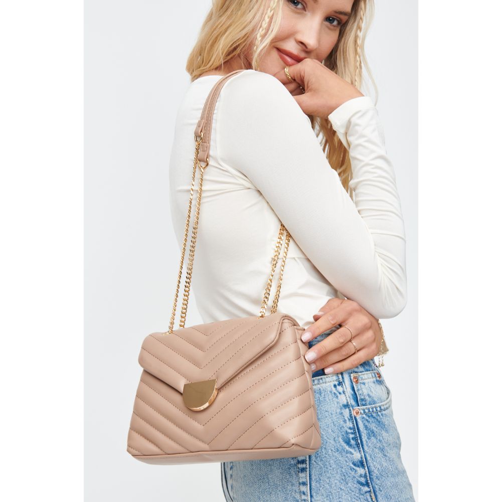 Woman wearing Natural Moda Luxe Nora Crossbody 842017130475 View 1 | Natural