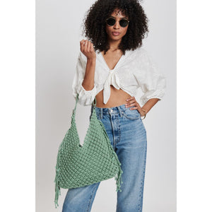 Woman wearing Sage Moda Luxe Ariel Hobo 842017131830 View 1 | Sage