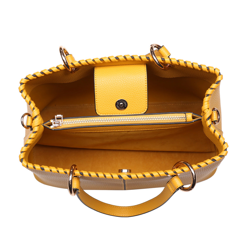 Product Image of Moda Luxe Daphne Satchel 842017119555 View 4 | Mustard