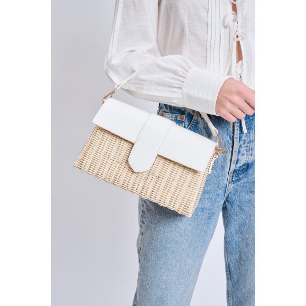 Woman wearing White Moda Luxe Swanki Crossbody 842017135203 View 1 | White