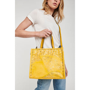 Woman wearing Yellow Moda Luxe Valerie Tote 842017113744 View 1 | Yellow