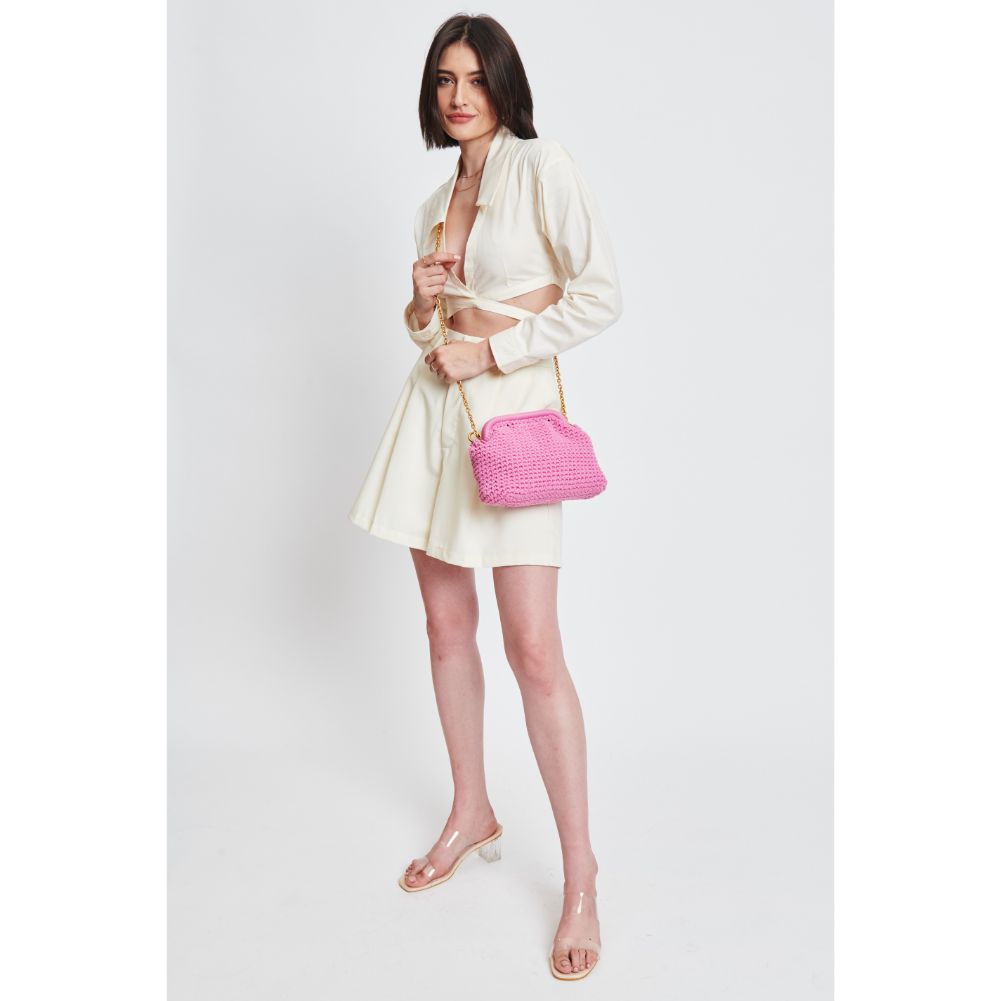 Woman wearing Pink Moda Luxe Christabel Crossbody 842017131083 View 2 | Pink