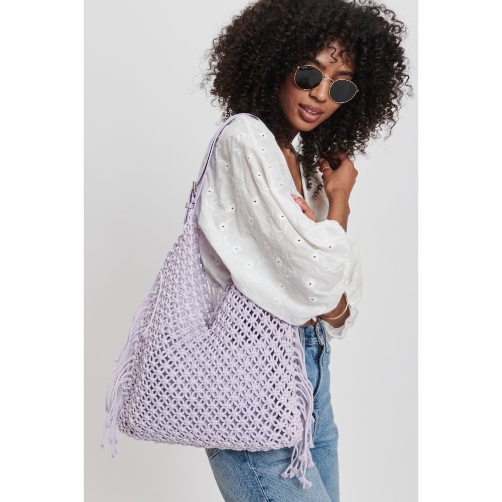 Woman wearing Lilac Moda Luxe Ariel Hobo 842017131823 View 2 | Lilac