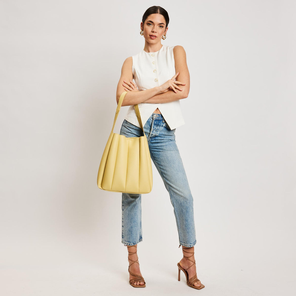 Woman wearing Butter Moda Luxe Zelda Hobo 842017138372 View 3 | Butter