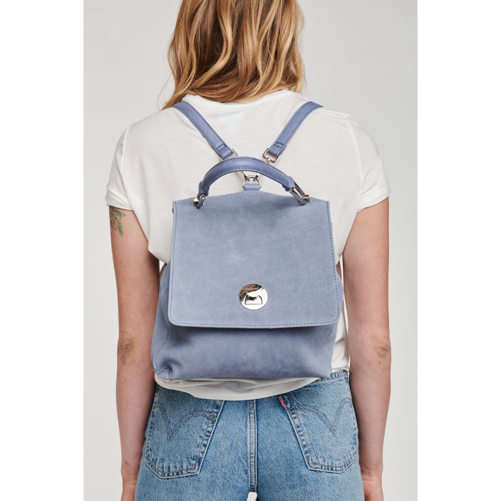 Woman wearing Denim Moda Luxe Antoinette Backpack 842017120414 View 1 | Denim