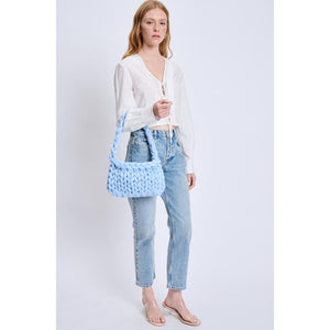 Woman wearing Sky Blue Moda Luxe Trendelle Hobo 842017134978 View 2 | Sky Blue