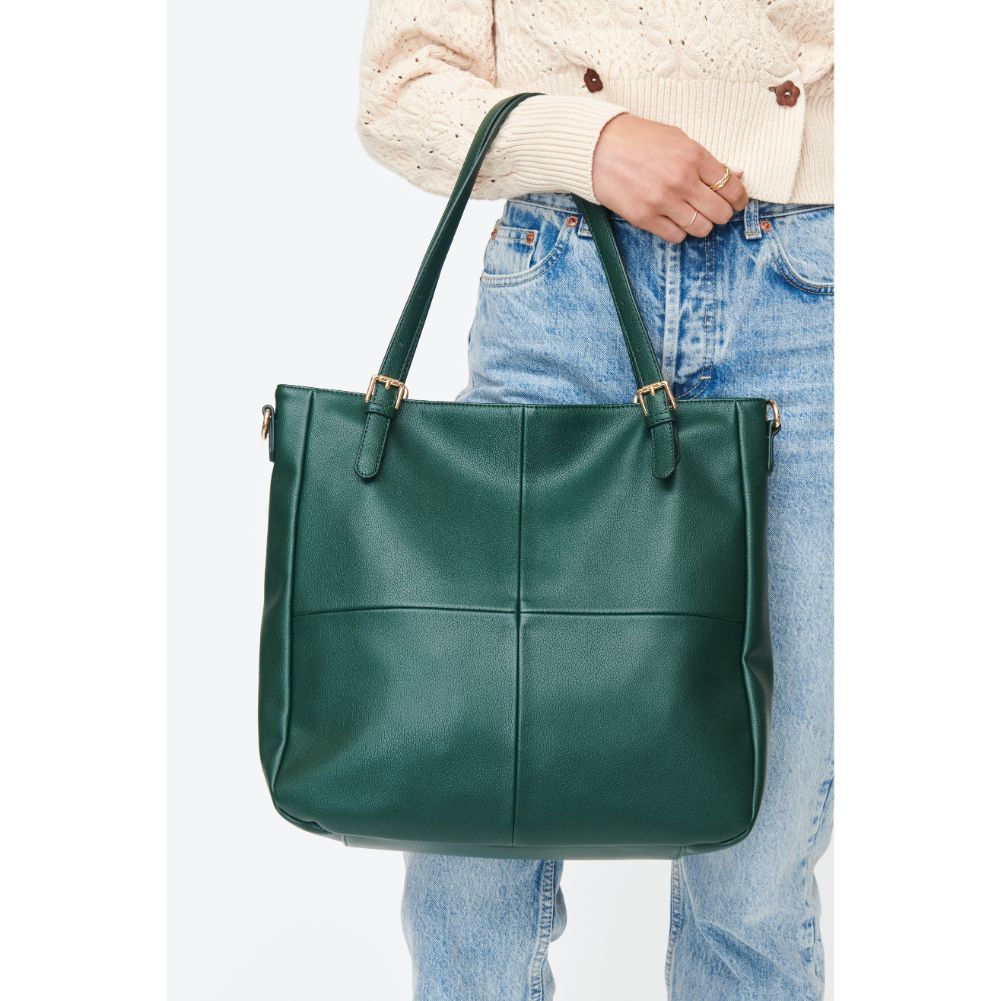 Woman wearing Hunter Green Moda Luxe Willow Tote 842017130659 View 4 | Hunter Green