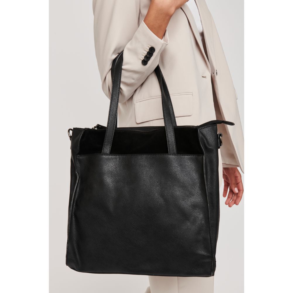 Woman wearing Black Moda Luxe Lilian Tote 842017120629 View 1 | Black