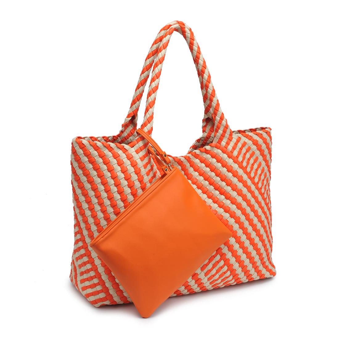 Product Image of Moda Luxe Solana - Mixed Material Tote 842017138600 View 6 | Orange Ivory