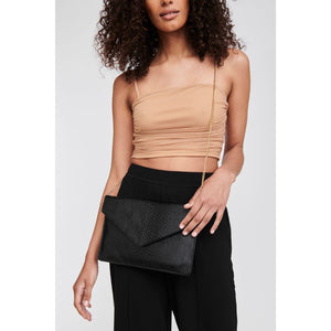 Woman wearing Black Moda Luxe Romy Clutch 842017118145 View 4 | Black