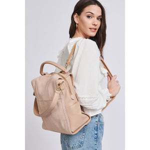 Woman wearing Natural Moda Luxe Brette Backpack 842017114680 View 4 | Natural