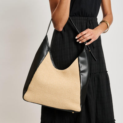 Woman wearing Natural Black Moda Luxe Melora Hobo 842017137184 View 1 | Natural Black