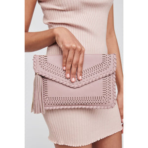 Woman wearing Blush Moda Luxe Daisy Clutch 842017118640 View 2 | Blush