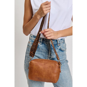 Woman wearing Tan Moda Luxe Skylie Crossbody 842017133018 View 3 | Tan