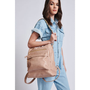 Woman wearing Natural Moda Luxe Riley Backpack 842017129400 View 3 | Natural