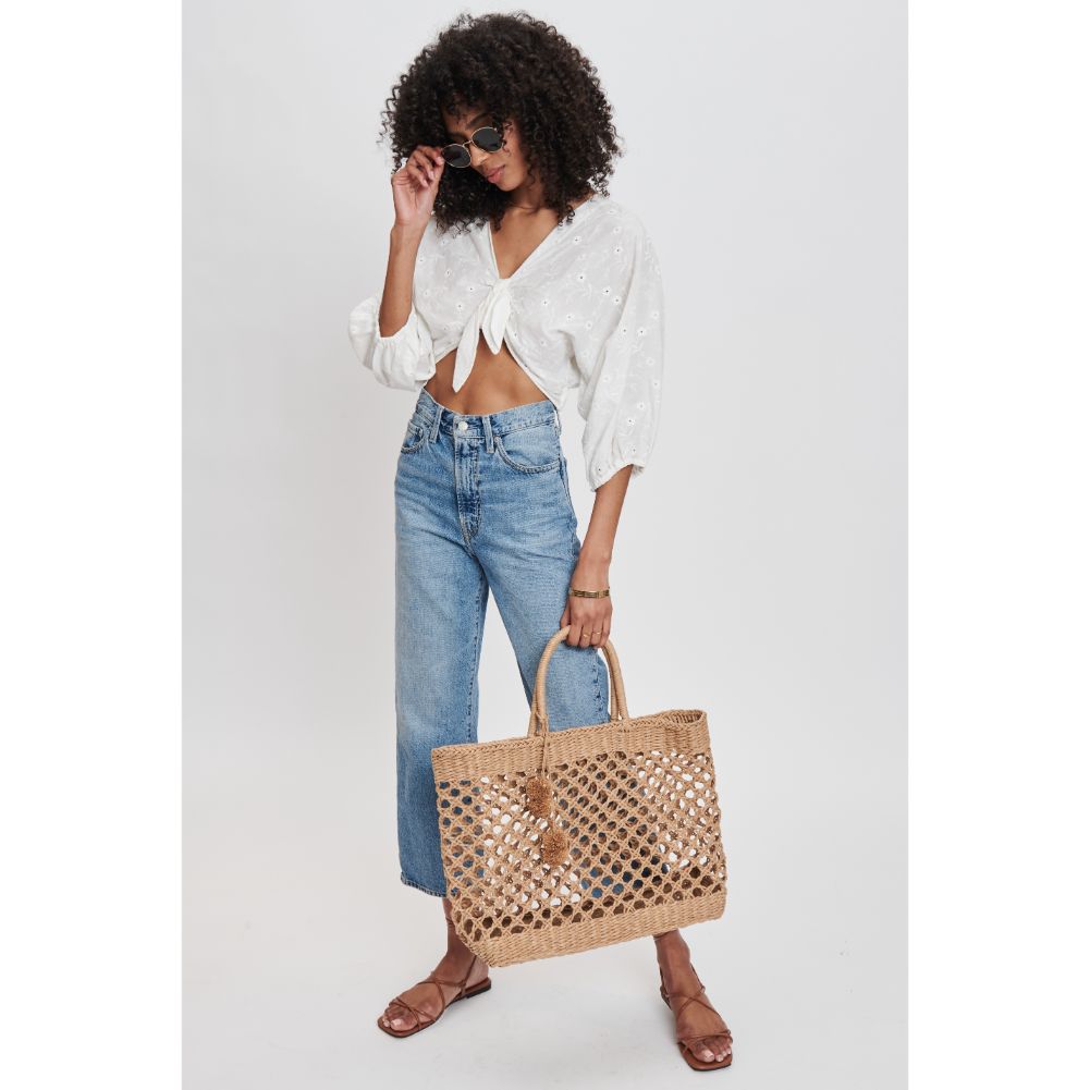 Woman wearing Natural Moda Luxe Meara Tote 842017132806 View 4 | Natural