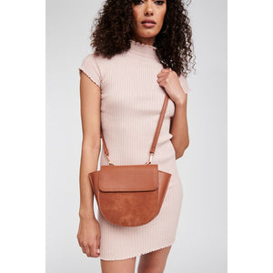 Woman wearing Tan Moda Luxe Juniper Messenger 842017123477 View 1 | Tan